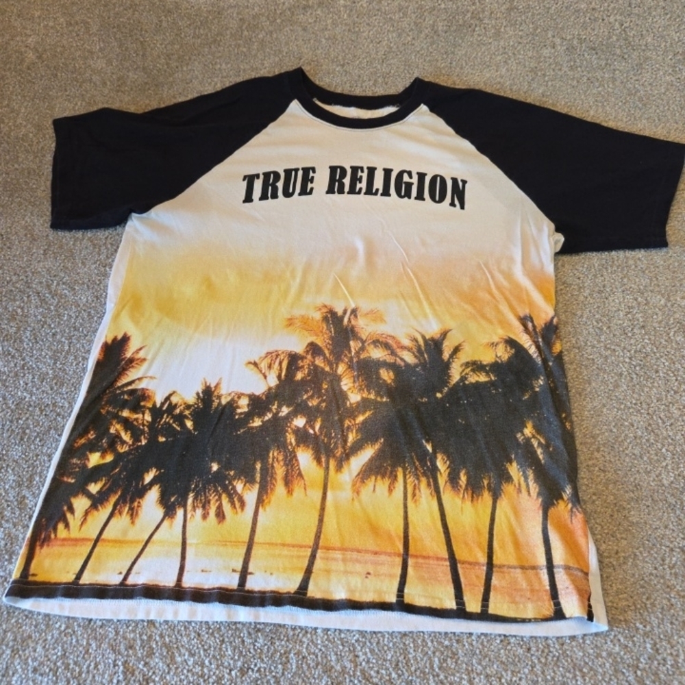 True Religion Sunset Palm Tee - Black and Yellow
